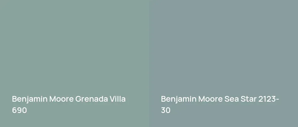 Benjamin Moore Grenada Villa 690 vs Benjamin Moore Sea Star 2123-30