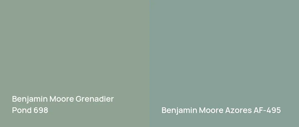 Benjamin Moore Grenadier Pond 698 vs Benjamin Moore Azores AF-495