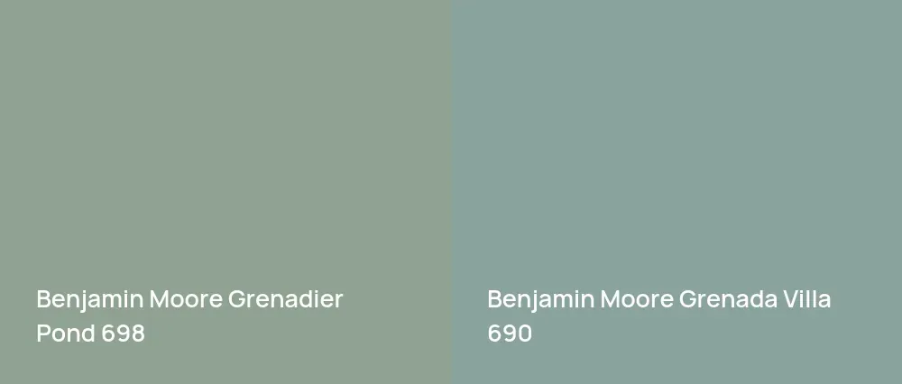 Benjamin Moore Grenadier Pond 698 vs Benjamin Moore Grenada Villa 690