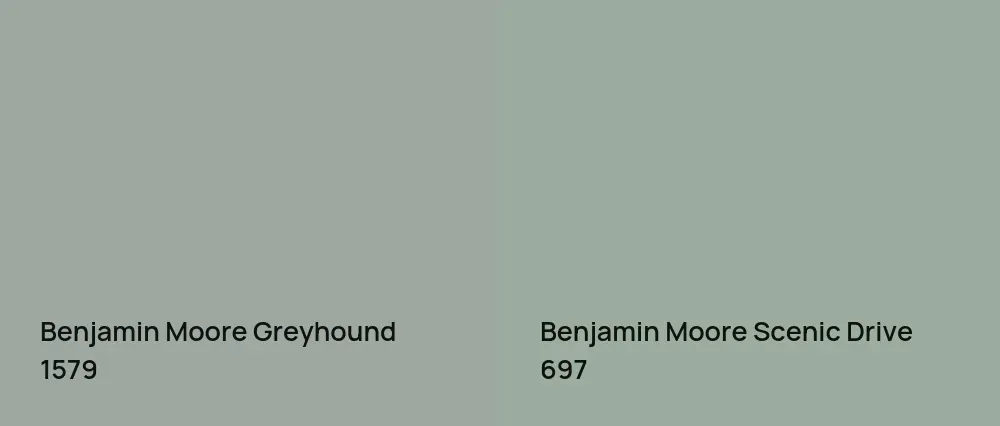 Benjamin Moore Greyhound 1579 vs Benjamin Moore Scenic Drive 697