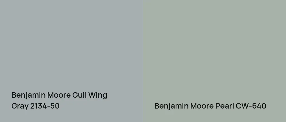 Benjamin Moore Gull Wing Gray 2134-50 vs Benjamin Moore Pearl CW-640
