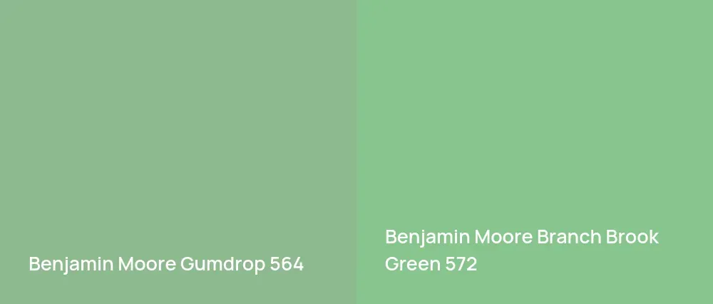 Benjamin Moore Gumdrop 564 vs Benjamin Moore Branch Brook Green 572