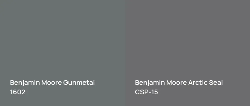 Benjamin Moore Gunmetal 1602 vs Benjamin Moore Arctic Seal CSP-15