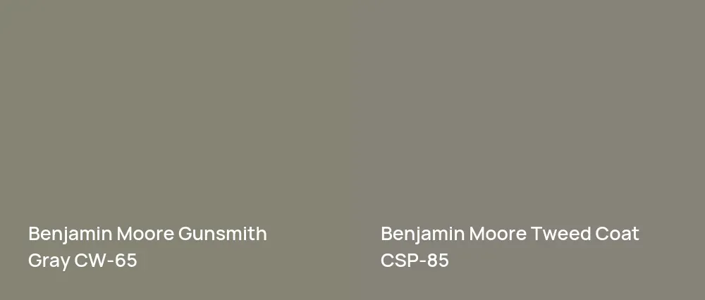 Benjamin Moore Gunsmith Gray CW-65 vs Benjamin Moore Tweed Coat CSP-85