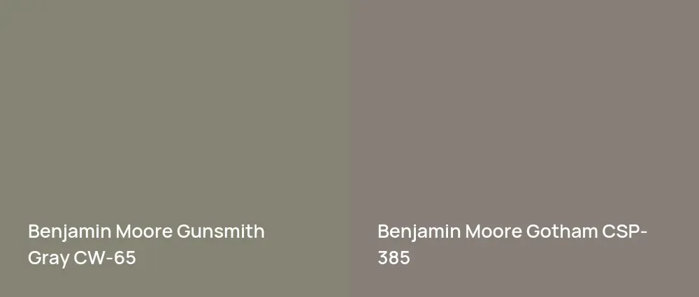 Benjamin Moore Gunsmith Gray CW-65 vs Benjamin Moore Gotham CSP-385