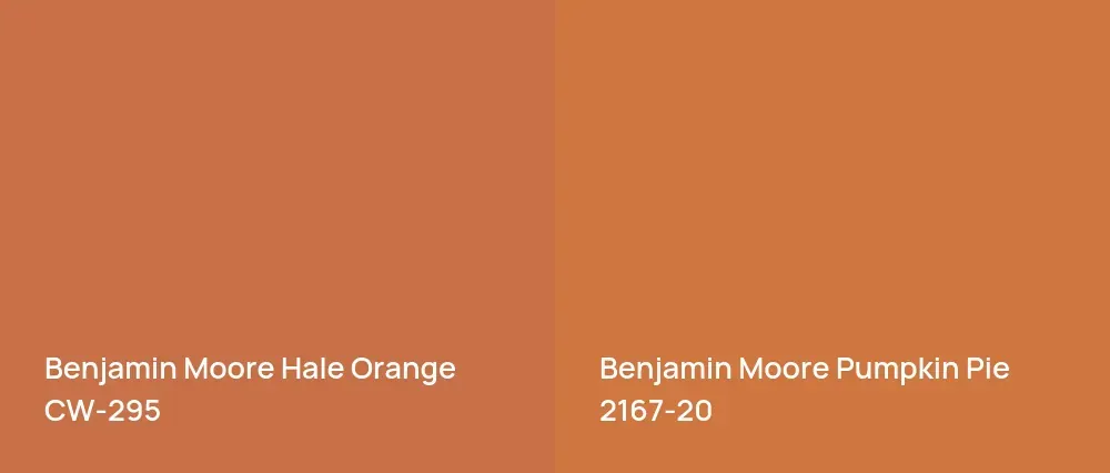 Benjamin Moore Hale Orange CW-295 vs Benjamin Moore Pumpkin Pie 2167-20