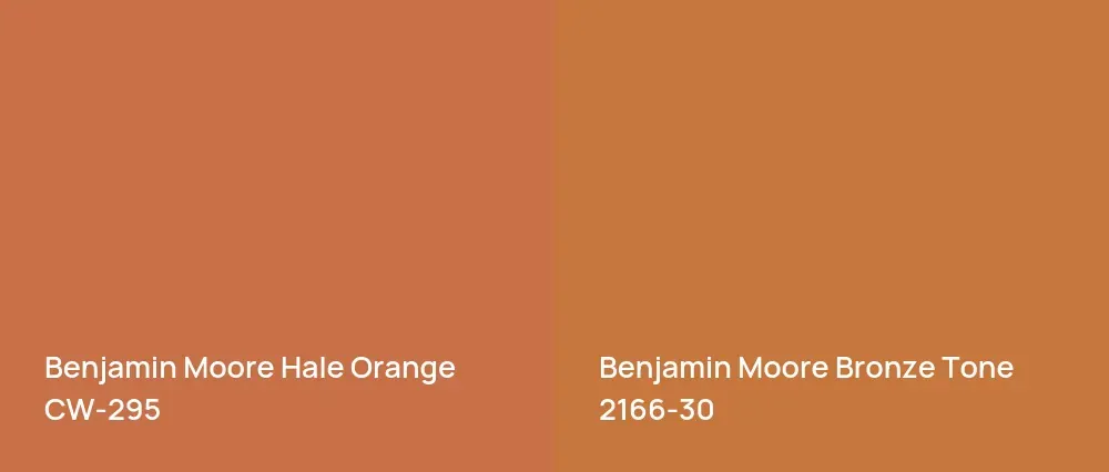 Benjamin Moore Hale Orange CW-295 vs Benjamin Moore Bronze Tone 2166-30
