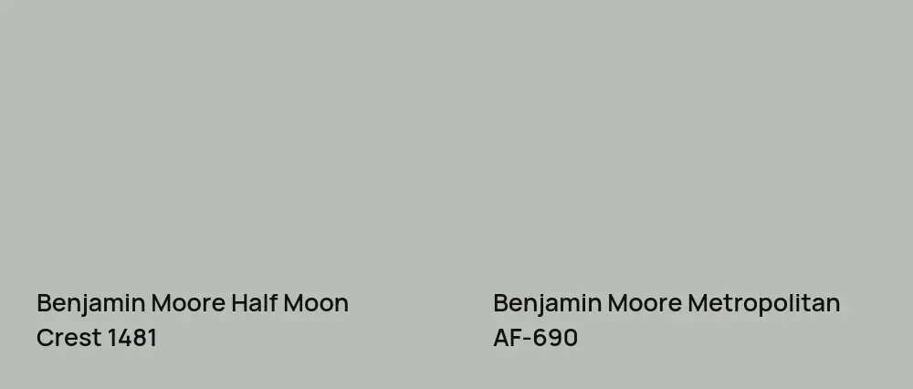 Benjamin Moore Half Moon Crest 1481 vs Benjamin Moore Metropolitan AF-690