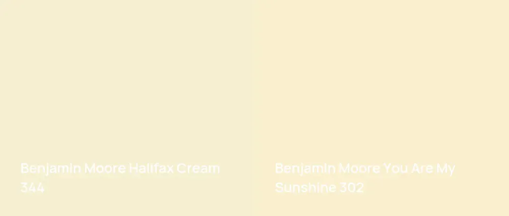 Benjamin Moore Halifax Cream 344 vs Benjamin Moore You Are My Sunshine 302