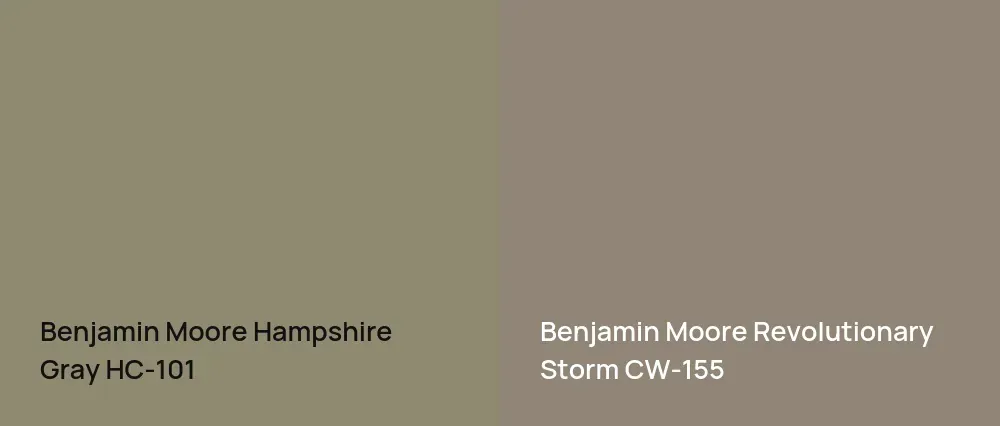 Benjamin Moore Hampshire Gray HC-101 vs Benjamin Moore Revolutionary Storm CW-155