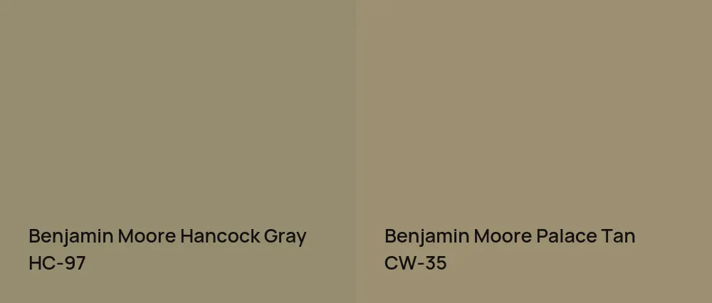 Benjamin Moore Hancock Gray HC-97 vs Benjamin Moore Palace Tan CW-35