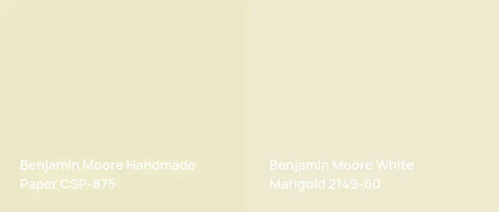 Benjamin Moore Handmade Paper CSP-875 vs Benjamin Moore White Marigold 2149-60