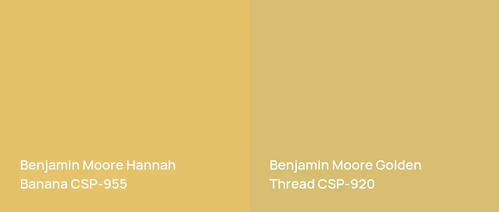 Benjamin Moore Hannah Banana CSP-955 vs Benjamin Moore Golden Thread CSP-920