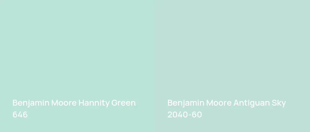 Benjamin Moore Hannity Green 646 vs Benjamin Moore Antiguan Sky 2040-60