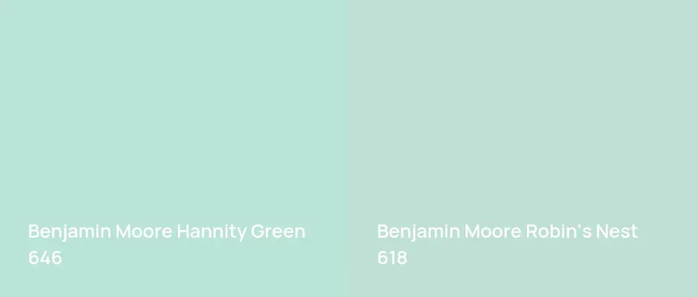 Benjamin Moore Hannity Green 646 vs Benjamin Moore Robin's Nest 618