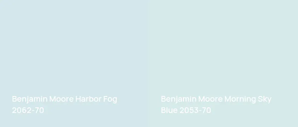 Benjamin Moore Harbor Fog 2062-70 vs Benjamin Moore Morning Sky Blue 2053-70