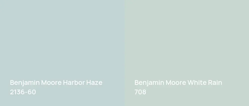 Benjamin Moore Harbor Haze 2136-60 vs Benjamin Moore White Rain 708