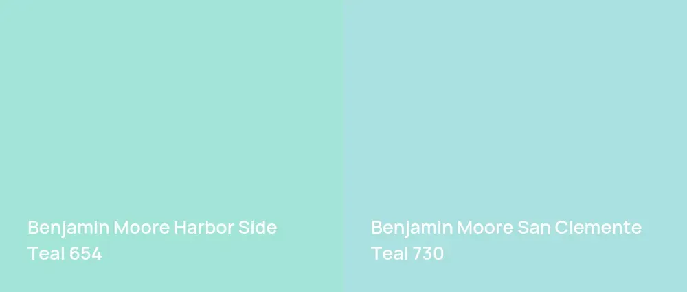 Benjamin Moore Harbor Side Teal 654 vs Benjamin Moore San Clemente Teal 730