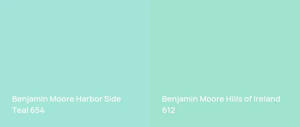 Benjamin Moore Harbor Side Teal 654 vs Benjamin Moore Hills of Ireland 612