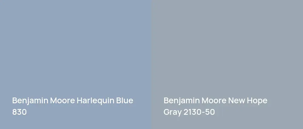 Benjamin Moore Harlequin Blue 830 vs Benjamin Moore New Hope Gray 2130-50