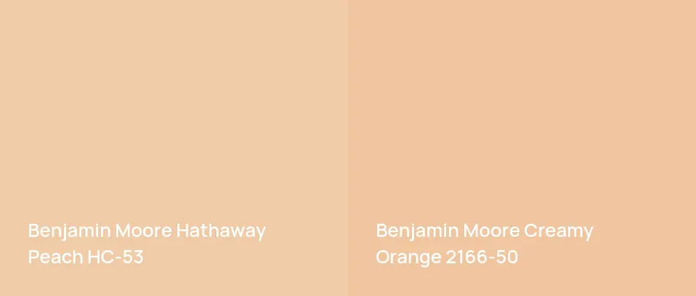 Benjamin Moore Hathaway Peach HC-53 vs Benjamin Moore Creamy Orange 2166-50