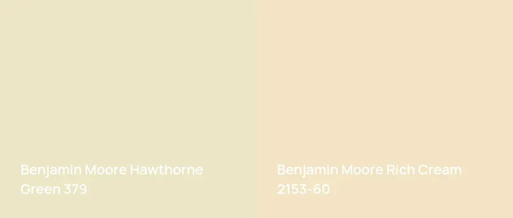 Benjamin Moore Hawthorne Green 379 vs Benjamin Moore Rich Cream 2153-60