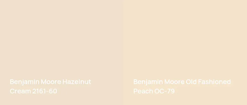 Benjamin Moore Hazelnut Cream 2161-60 vs Benjamin Moore Old Fashioned Peach OC-79