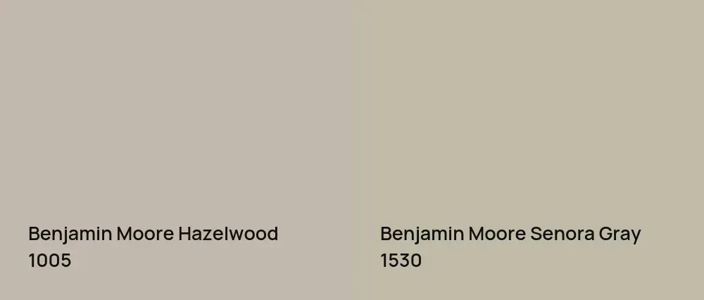 Benjamin Moore Hazelwood 1005 vs Benjamin Moore Senora Gray 1530