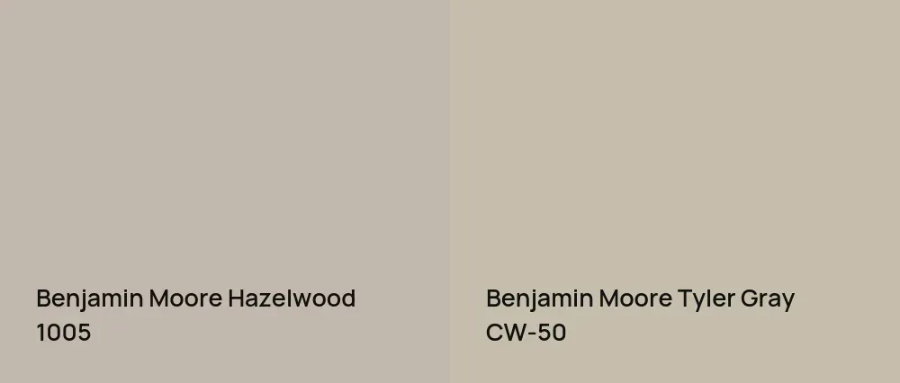 Benjamin Moore Hazelwood 1005 vs Benjamin Moore Tyler Gray CW-50