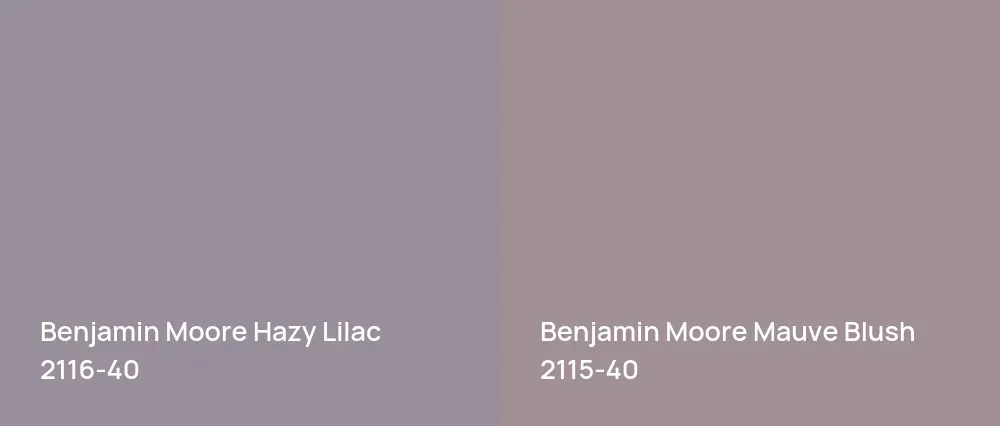 Benjamin Moore Hazy Lilac 2116-40 vs Benjamin Moore Mauve Blush 2115-40