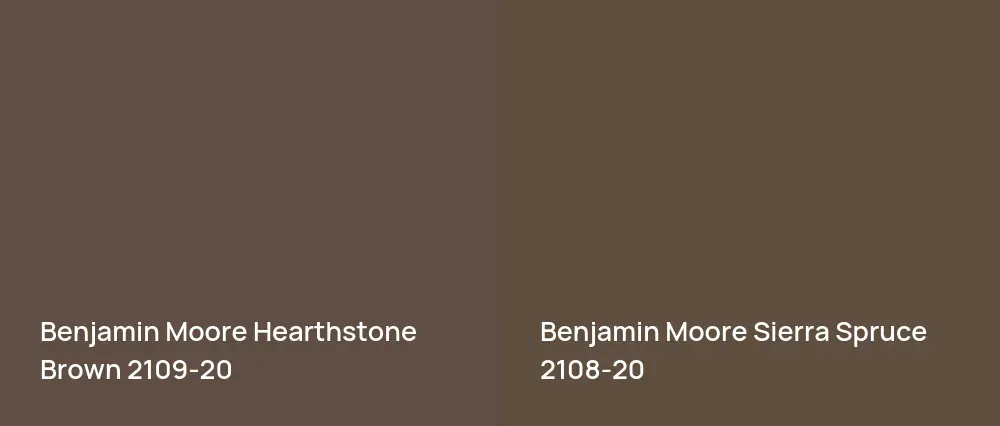 Benjamin Moore Hearthstone Brown 2109-20 vs Benjamin Moore Sierra Spruce 2108-20