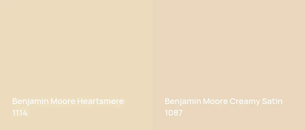 Benjamin Moore Heartsmere 1114 vs Benjamin Moore Creamy Satin 1087
