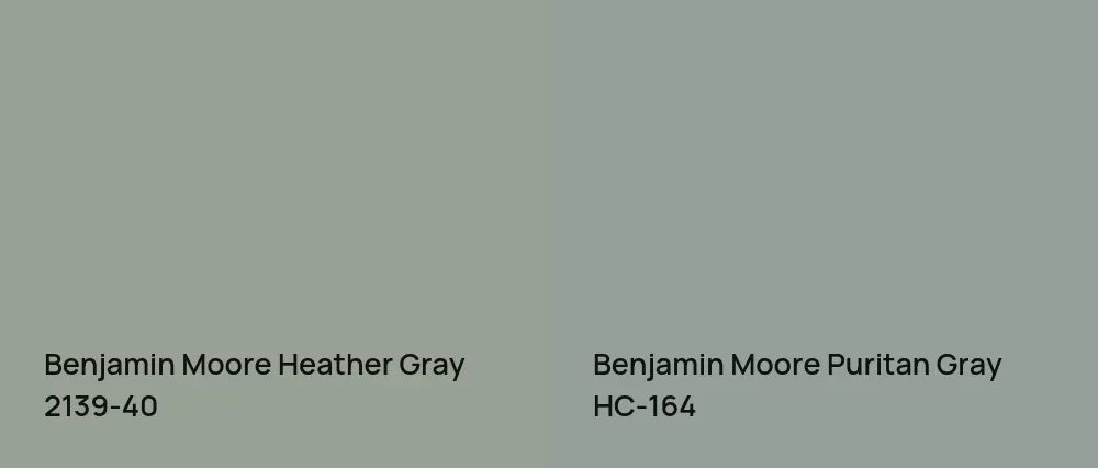 Benjamin Moore Heather Gray 2139-40 vs Benjamin Moore Puritan Gray HC-164