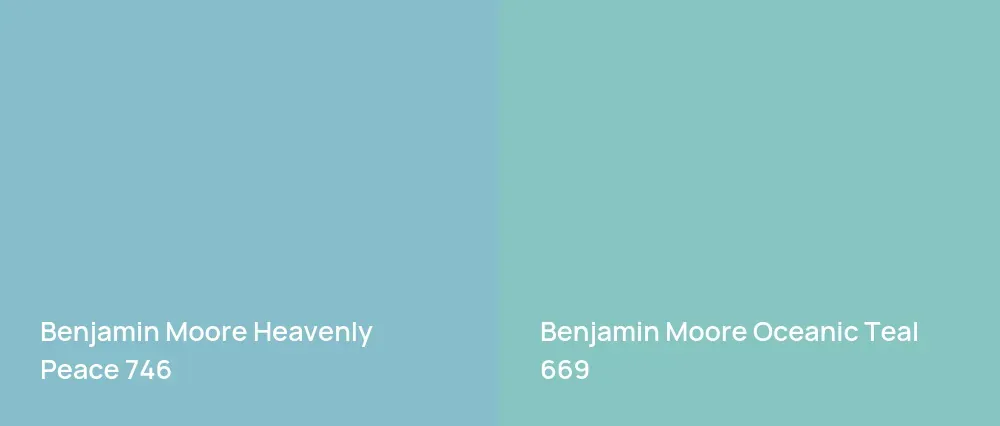 Benjamin Moore Heavenly Peace 746 vs Benjamin Moore Oceanic Teal 669
