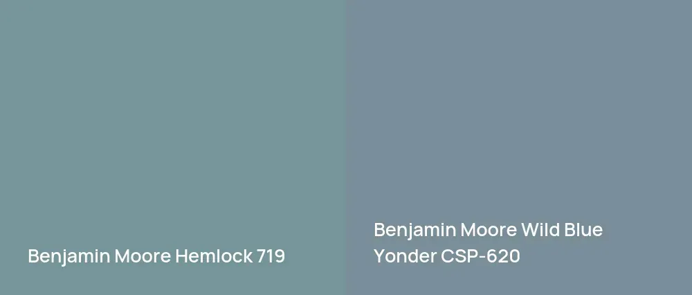 Benjamin Moore Hemlock 719 vs Benjamin Moore Wild Blue Yonder CSP-620