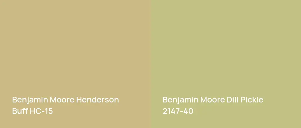 Benjamin Moore Henderson Buff HC-15 vs Benjamin Moore Dill Pickle 2147-40