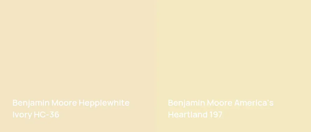 Benjamin Moore Hepplewhite Ivory HC-36 vs Benjamin Moore America's Heartland 197