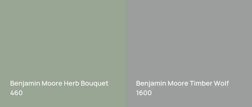 Benjamin Moore Herb Bouquet 460 vs Benjamin Moore Timber Wolf 1600