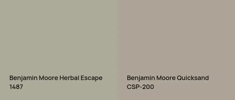 Benjamin Moore Herbal Escape 1487 vs Benjamin Moore Quicksand CSP-200