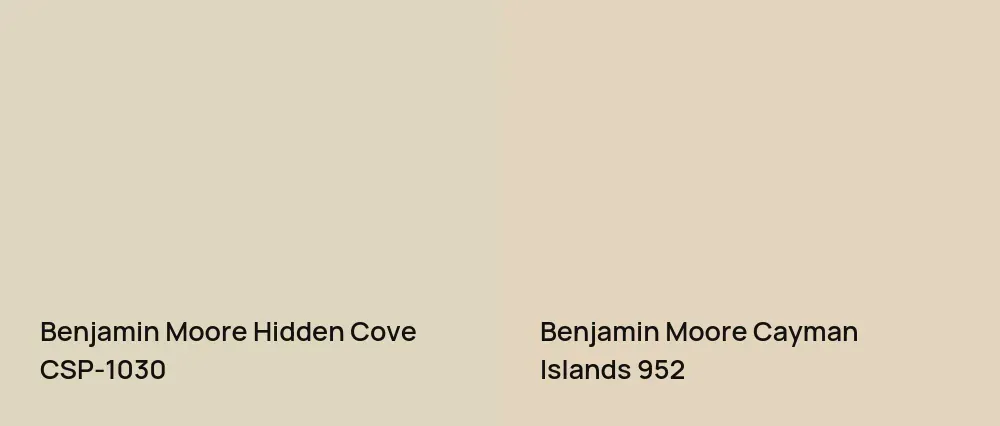 Benjamin Moore Hidden Cove CSP-1030 vs Benjamin Moore Cayman Islands 952