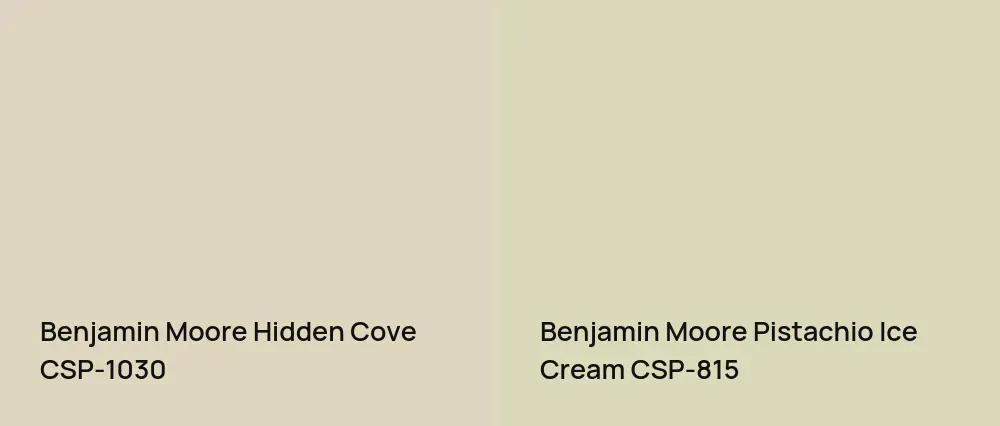 Benjamin Moore Hidden Cove CSP-1030 vs Benjamin Moore Pistachio Ice Cream CSP-815