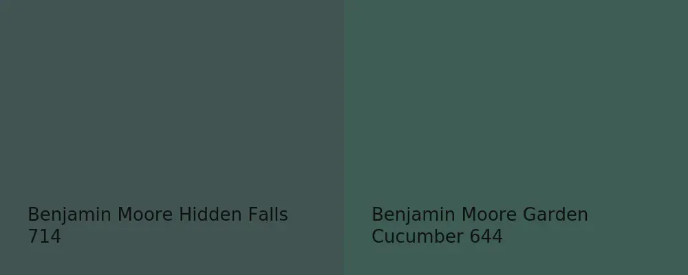 Benjamin Moore Hidden Falls 714 vs Benjamin Moore Garden Cucumber 644