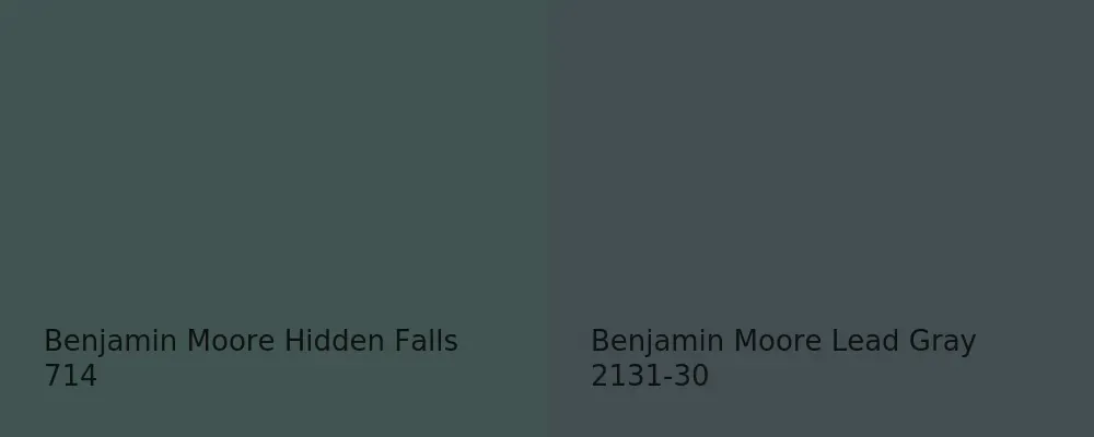 Benjamin Moore Hidden Falls 714 vs Benjamin Moore Lead Gray 2131-30