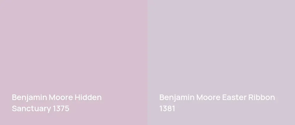 Benjamin Moore Hidden Sanctuary 1375 vs Benjamin Moore Easter Ribbon 1381