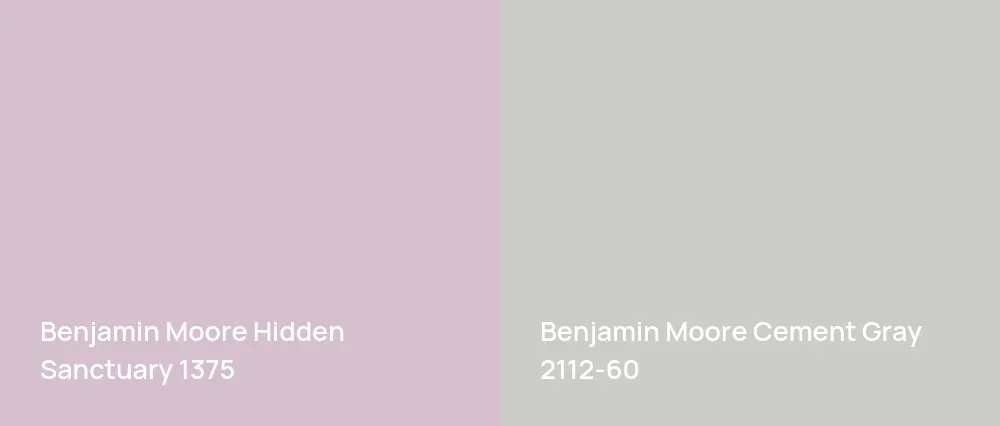 Benjamin Moore Hidden Sanctuary 1375 vs Benjamin Moore Cement Gray 2112-60