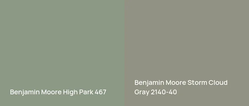 Benjamin Moore High Park 467 vs Benjamin Moore Storm Cloud Gray 2140-40