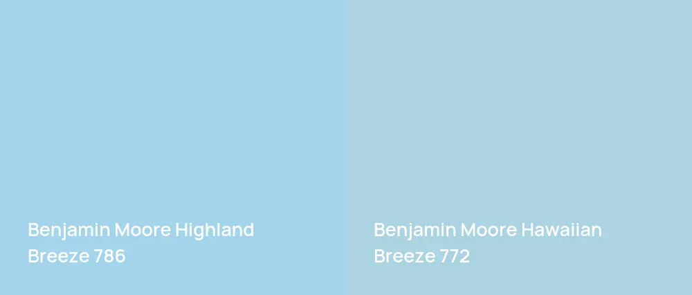 Benjamin Moore Highland Breeze 786 vs Benjamin Moore Hawaiian Breeze 772