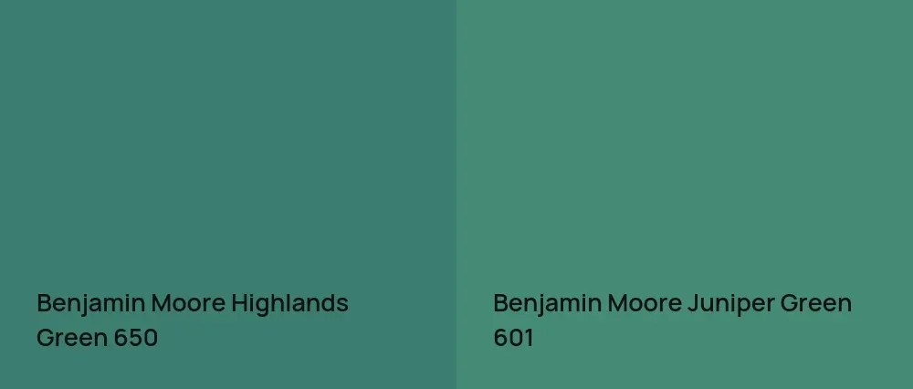 Benjamin Moore Highlands Green 650 vs Benjamin Moore Juniper Green 601