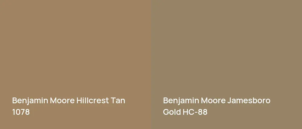 Benjamin Moore Hillcrest Tan 1078 vs Benjamin Moore Jamesboro Gold HC-88