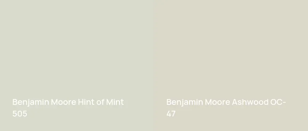 Benjamin Moore Hint of Mint 505 vs Benjamin Moore Ashwood OC-47